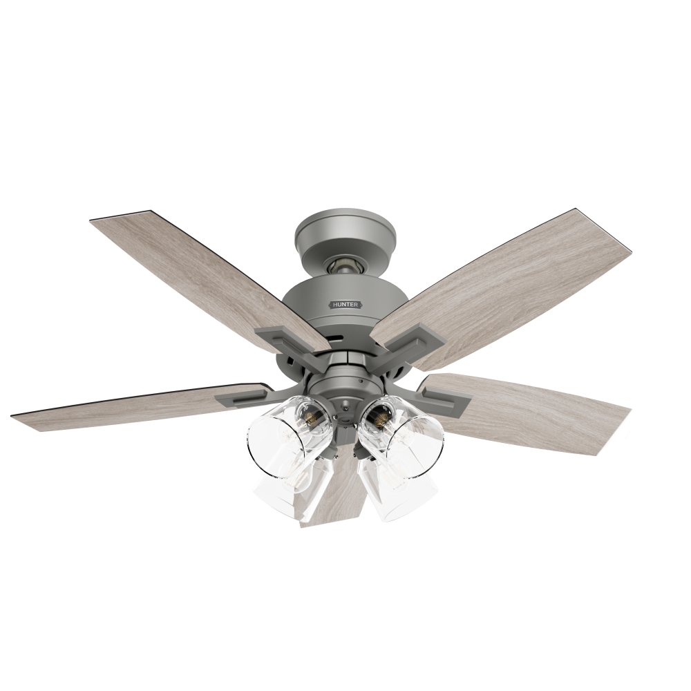 Hunter 44 inch Gatlinburg HunterExpress Matte Silver Ceiling Fan with LED Light Kit