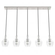 Hunter 19994 - Hunter Maple Park Brushed Nickel with Clear Glass 5 Light Pendant Cluster Ceiling Light Fixture