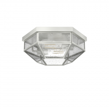 Hunter 19116 - Hunter Indria Brushed Nickel with Seeded Glass 2 Light Flush Mount Ceiling Light Fixture