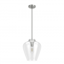 Hunter 19112 - Hunter Vidria Brushed Nickel with Clear Glass 1 Light Pendant Ceiling Light Fixture