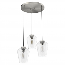 Hunter 19727 - Hunter Vidria Brushed Nickel with Clear Glass 3 Light Pendant Cluster Ceiling Light Fixture