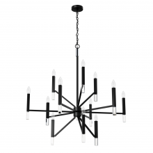 Hunter 45230 - Hunter Sunjai Matte Black 12 Light Extra Large Chandelier Ceiling Light Fixture