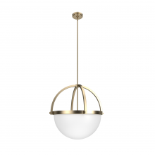 Hunter 19238 - Hunter Wedgefield Alturas Gold with Frosted Cased White Glass 4 Light Pendant Ceiling Light Fixture