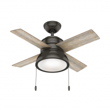 Hunter 59387 - Hunter 36 inch Loki Noble Bronze Ceiling Fan with LED Light Kit and Pull Chain