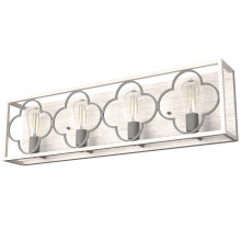 Hunter 19399 - Hunter Gablecrest Distressed White and Painted Concrete 4 Light Bathroom Vanity Wall Light Fixture