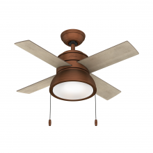 Hunter 51042 - Hunter 36 inch Loki Weathered Copper Ceiling Fan with LED Light Kit and Pull Chain