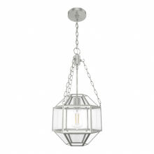 Hunter 19364 - Hunter Indria Brushed Nickel with Seeded Glass 1 Light Pendant Ceiling Light Fixture