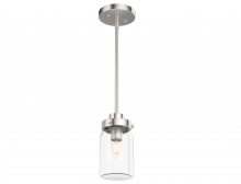 Hunter 19009 - Hunter Devon Park Brushed Nickel with Clear Glass 1 Light Pendant Ceiling Light Fixture