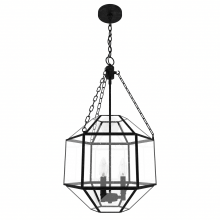 Hunter 19365 - Hunter Indria Rustic Iron with Seeded Glass 3 Light Pendant Ceiling Light Fixture