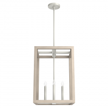 Hunter 19087 - Hunter Squire Manor Brushed Nickel and Bleached Wood 4 Light Pendant Ceiling Light Fixture