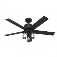 Hunter 51689 - Hunter 52 inch Lawndale Matte Black Damp Rated Ceiling Fan with LED Light Kit and Pull Chain