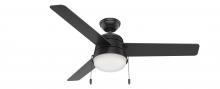 Hunter 50386 - Hunter 52 inch Aker Matte Black Damp Rated Ceiling Fan with LED Light Kit and Pull Chain