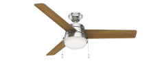 Hunter 50380 - Hunter 52 inch Aker Brushed Nickel Ceiling Fan with LED Light Kit and Pull Chain