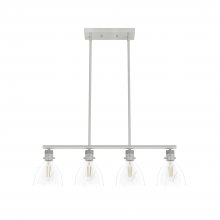 Hunter 48038 - Hunter Van Nuys Brushed Nickel with Clear Glass 4 Light Chandelier Ceiling Light Fixture