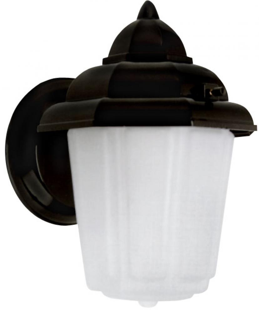 Outdoor, IOL14 BK, 1 Bulb Downlight, Frosted Glass, 60W Type A or B, 6 IN W x 8 .75 IN H x 7 IN D