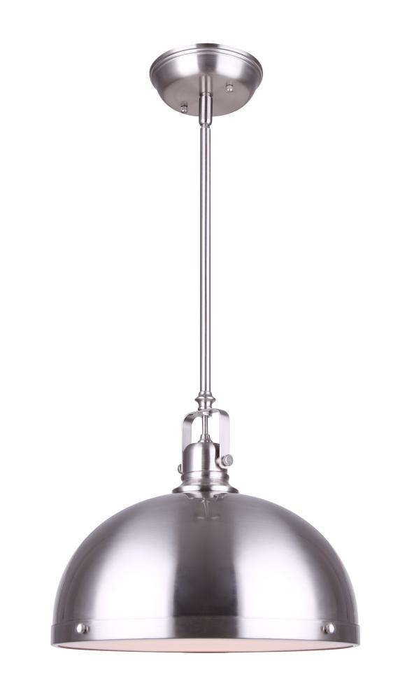 POLO, IPL298B01BN-L, 1 Lt Rod Pendant, Frosted Diffuser, 60W Type A, 12 IN W x 13 IN - 61 IN H