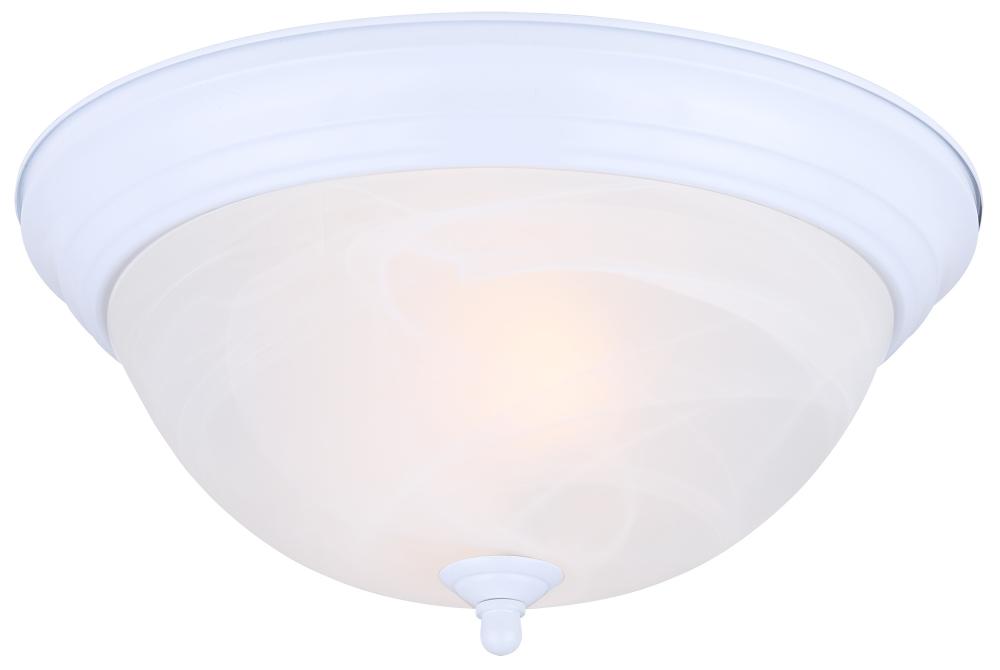 11 IN 2 Bulb Flush Mount Alabaster Glass 60W Type A 11 IN W x 5 1/8 IN H