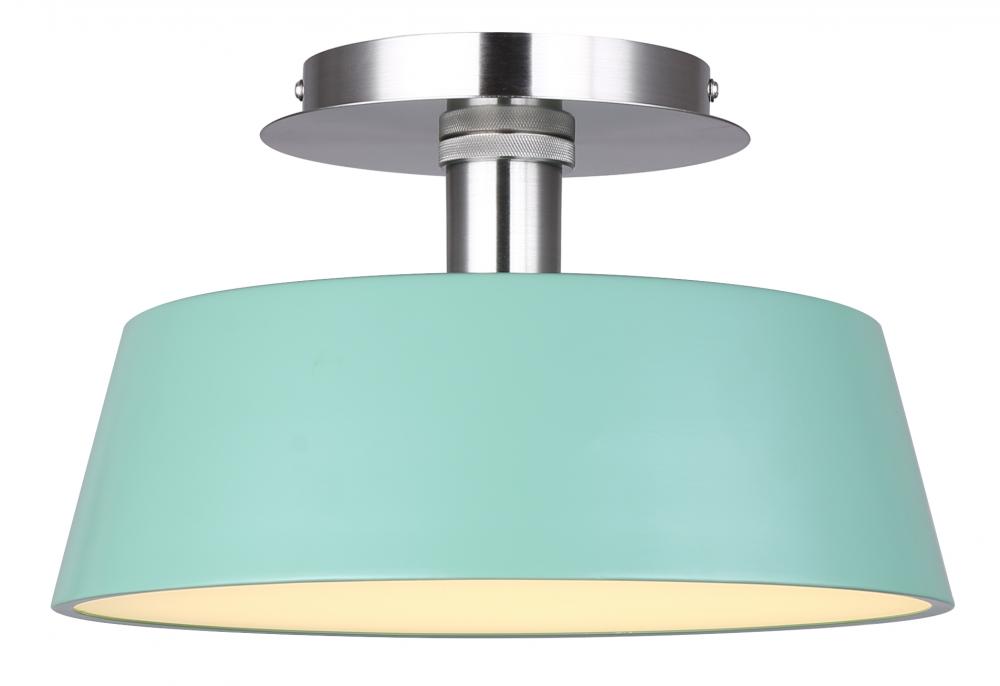 Jessa, LFM263A13GRN, BN + GREEN Color, 12.75" LED Flush Mount, Acrylic, 36W LED (Integrated)