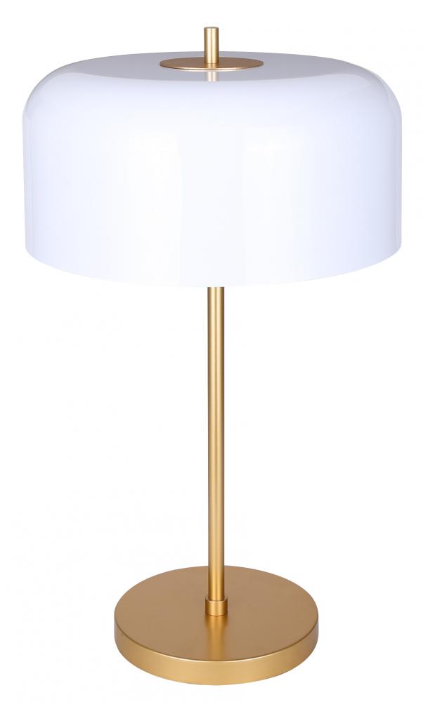 MILLI 23 in. Gold Table Lamp with Matte White Metal Shade and Line Switch