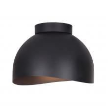 Canarm IFM1122A11BK - Henlee 11 in. 1-Light 60-Watt Modern Matte Black Flush Mount with Matte Black Metal Shade