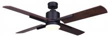 Canarm CF52LOX4BK - LOXLEY BK, Fan 52" MBK Color, 4 Plywood Blades, Rustic Maple, Flat Opal Glass, Dual, 1x20W