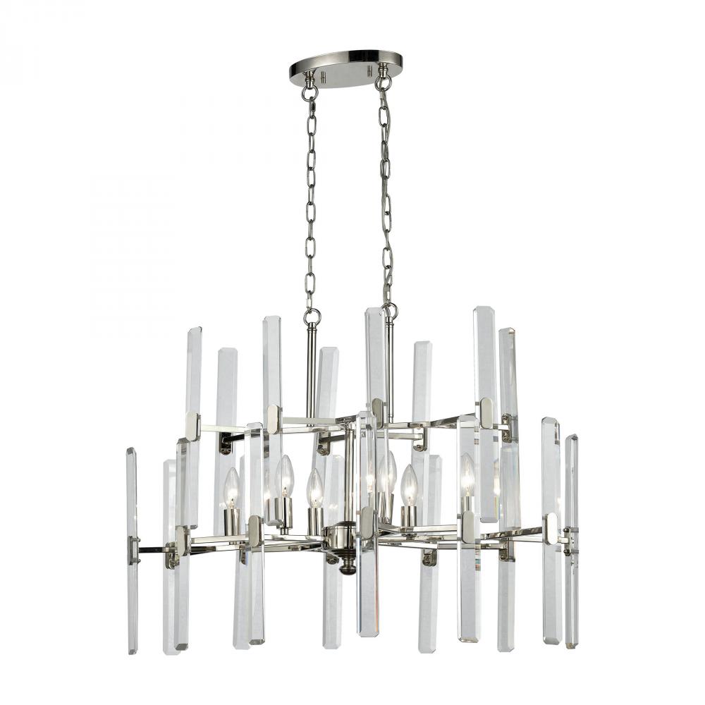 Crystal Heights 6 Light Chandelier in Polished Nickel with Clear Crystal